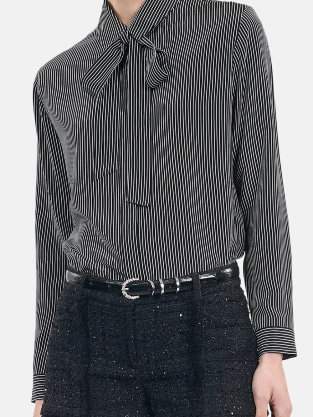 Rag & Bone 100% Silk Striped Tie-Neck Blouse - Size 0